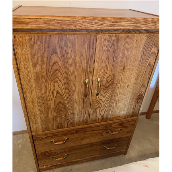 Two-Piece Wood Laminate Bedroom Furniture Set With Brass Handles