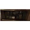 Image 1 : Brick Fireplace With Metal Mesh Screen and Accessories