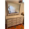 Image 1 : White Twin Bed, Mattress, Nightstand, Dresser With Mirror, Accessories