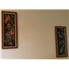 Image 1 : Framed Embroidered Bird and Floral Artworks on Black Fabric Backgrounds