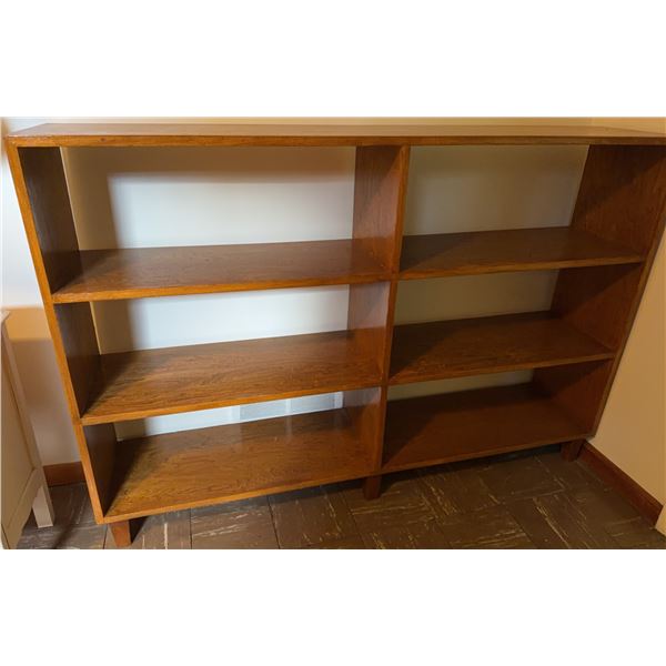 Solid Wood Six-Compartment Open Bookcase Shelf Unit