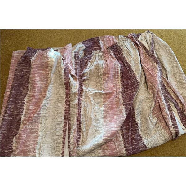 Multicolour Striped Curtains with Elastic Top Gathering