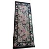 Image 1 : Floral Wool Runner Rug with Pink Roses and Black Border