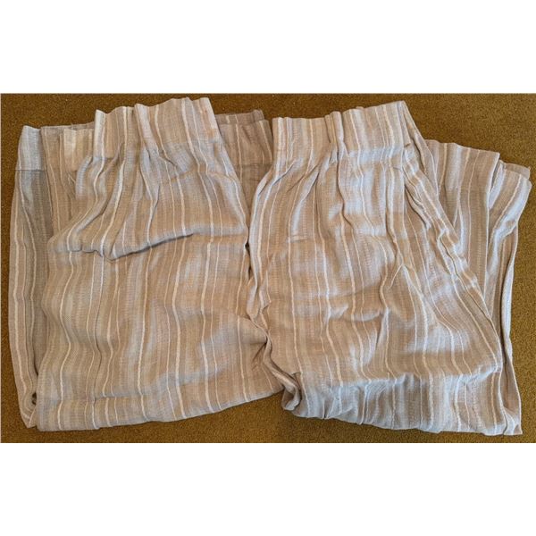 Beige and White Striped Curtain Panels