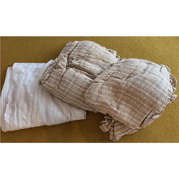 Two Textured Fabric Curtain Panels Neutral Colours