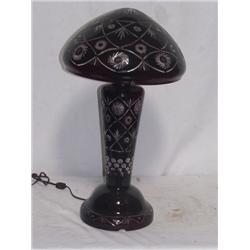 Black Cherry Etched Glass Table Lamp