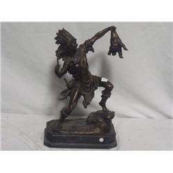 Indian w/Bear Cub Bronze by Kauba