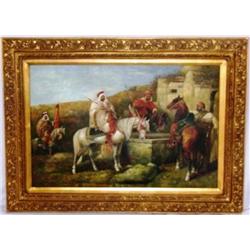 Spone "Arabs w/Horses by Well"