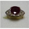 Image 1 : Ruby & Diamond Ring - 3ct. Ruby w/ .10ctw Diamonds