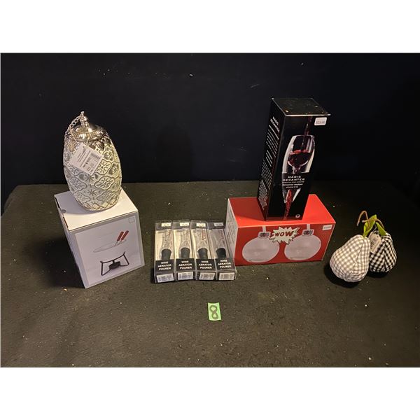 Fondue set, wine glass, wine aerator pourers and more