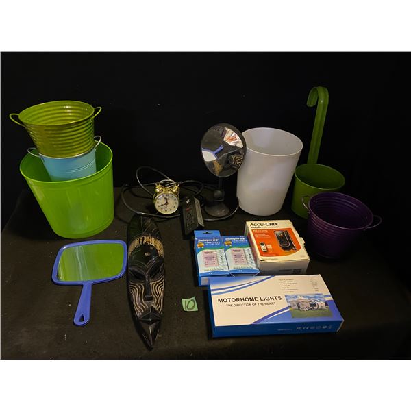 Lot of new gift shop items including motorhome lights, alarm clock and more