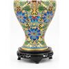 Image 4 : Chinese Cloisonné Enamel Vase Table Lamp with Floral Motif, Wooden Stand, Red Shade