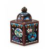 Image 3 : Hexagonal Chinese Cloisonné Enamel Lidded Jar with Floral and Bird Motifs