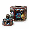 Image 4 : Hexagonal Chinese Cloisonné Enamel Lidded Jar with Floral and Bird Motifs