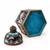Image 6 : Hexagonal Chinese Cloisonné Enamel Lidded Jar with Floral and Bird Motifs