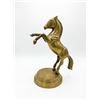 Image 1 : Solid Brass Rearing Horse Sculpture on Round Base
