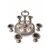Image 3 : Victorian Silver Plated Egg Cup Stand with Six Cups and Ornate Handle