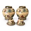 Image 2 : Painted Lidded Brass Jars With Floral And Butterfly Motifs