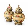 Image 3 : Painted Lidded Brass Jars With Floral And Butterfly Motifs