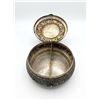 Image 4 : Ornate Round Silver Metal Lidded Box with Handle and Divider