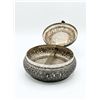 Image 5 : Ornate Round Silver Metal Lidded Box with Handle and Divider
