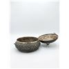 Image 6 : Ornate Round Silver Metal Lidded Box with Handle and Divider