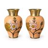 Image 1 : Brass and Terracotta Floral Embossed Vases with Gold Detailing
