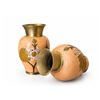 Image 3 : Brass and Terracotta Floral Embossed Vases with Gold Detailing