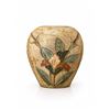 Image 1 : Decorative Gilt Vase with Floral Relief Design, Gold Finish, Leaf Motif