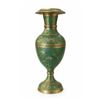 Image 1 : Enamelled Brass Urn-Shaped Vase with Floral and Bird Motif Decoration