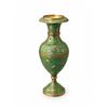Image 4 : Enamelled Brass Urn-Shaped Vase with Floral and Bird Motif Decoration