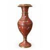 Image 1 : Red Lacquered Brass Floor Vase with Polychrome Floral and Animal Motifs