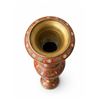 Image 2 : Red Lacquered Brass Floor Vase with Polychrome Floral and Animal Motifs