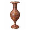 Image 3 : Red Lacquered Brass Floor Vase with Polychrome Floral and Animal Motifs