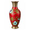 Image 1 : Decorative Brass Vase With Red, Blue, and Green Floral Motif