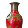 Image 2 : Decorative Brass Vase With Red, Blue, and Green Floral Motif