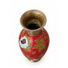 Image 3 : Decorative Brass Vase With Red, Blue, and Green Floral Motif