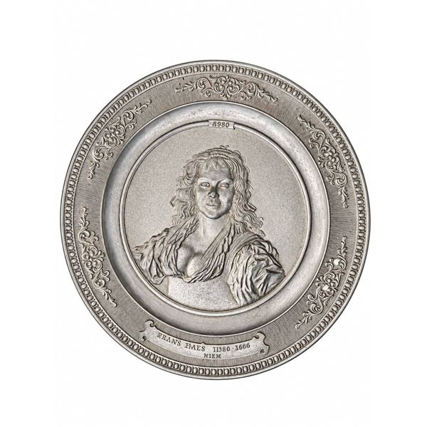 Frans Hals Die Zigeunerin Pewter Plaque 1630 Marked F.C. Relief 32cm