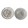 Image 1 : Embossed Pewter Wall Plates with Hunting Dog and Boar Reliefs, Marked NS