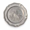 Image 2 : Embossed Pewter Wall Plates with Hunting Dog and Boar Reliefs, Marked NS