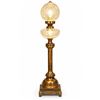 Image 1 : Cut Crystal and Brass Table Lamp with Ornate Pedestal Base