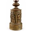 Image 5 : Bronze Oil Lamp with Figural Relief Base and Opaline Glass Shade