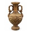 Image 1 : Large Gilt Composite Urn with Lion and Scroll Relief Handles and Decorative Motifs