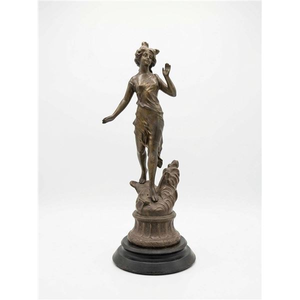 Bronze Statue of Female Figure on Ornate Base