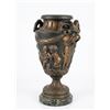 Image 1 : Bronze Vase with Putti Relief and Ram Head Handles on Marble Base