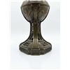 Image 4 : Ornate Bronze Table Lamp with Floral Etched Glass Shade and Electric Light