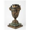 Image 1 : Bronze Urn with Putti Relief and Ram's Head Handles on Marble Base