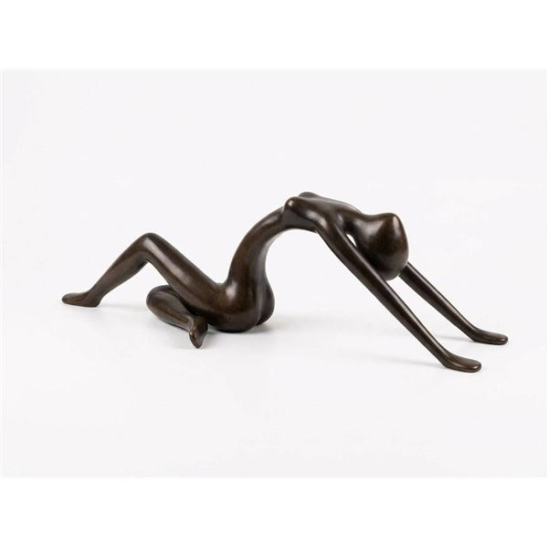 Abstract Bronze Reclining Female Figure Sculpture