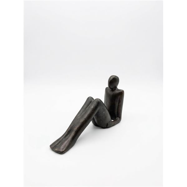 Modern Bronze Seated Abstract Human Figure Sculpture