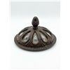Image 5 : Cast Iron and Pressed Glass Lidded Jar with Diamond Pattern, Footed Base